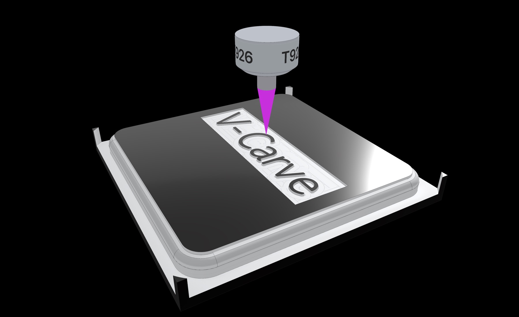 V-Carve-Gravur in eloxiertem Aluminium